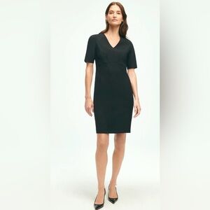 Brooks Brothers Stretch Wool V-Neck Sheath Dress